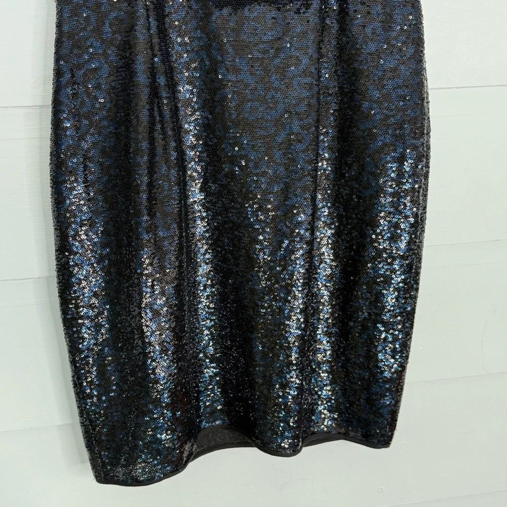 Calvin Klein Black Sequin Cocktail Dress Sleeveless Chiffon Overlay Size 10 - Picture 10 of 10